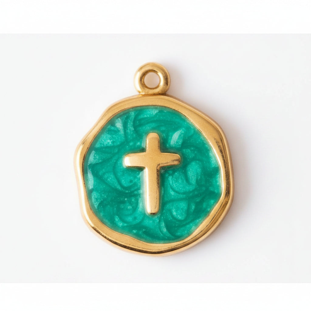 Croix Émaillée Verte